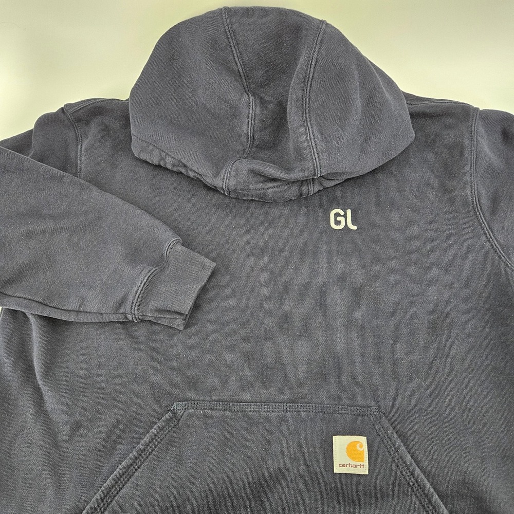 Carhartt Loose Fit Midweight Hoodie Navy Blue Mens Large K121 TS0121-M GL Logo